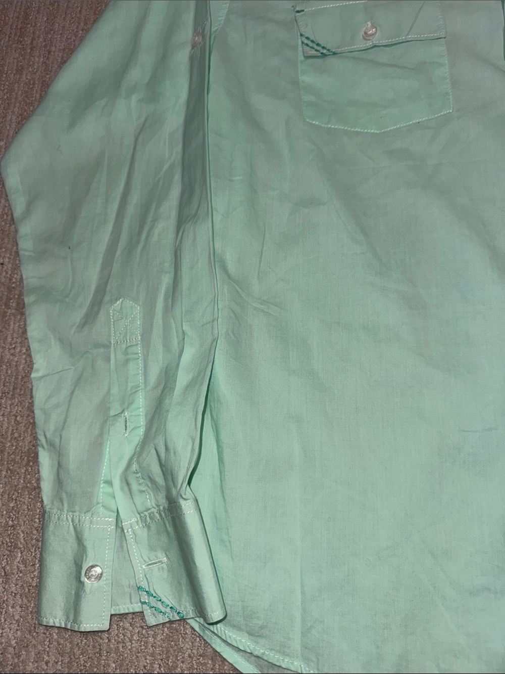 Vintage Ed Hardy Mens XL Mint Green Graphic Long Sleeve Button Up Shirt Y2K - Picture 3 of 12